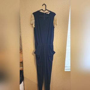 VINTAGE Michael Kors Navy & Gold mesh jumpsuit